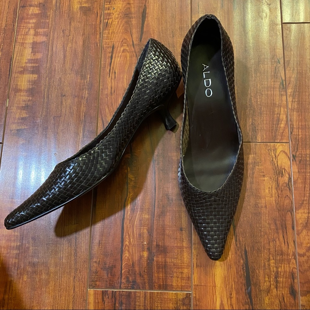 Aldo dark brown kitten heels size 37